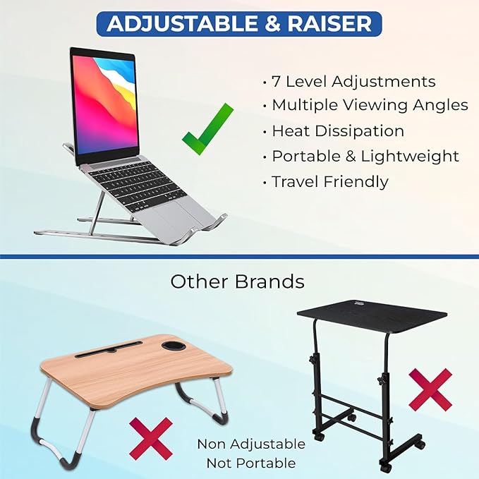 Picture of Laptop Stand Creative Folding Storage Bracket for 10-17 Inch Tablet Notebook Laptop Aluminum Alloy - Laptop Table - Laptop Table - Silver