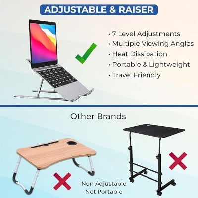 Picture of Laptop Stand Creative Folding Storage Bracket for 10-17 Inch Tablet Notebook Laptop Aluminum Alloy - Laptop Table - Laptop Table - Silver