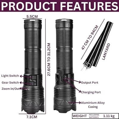 Picture of COBA--W 518 Super Bright Powerful LED Torch - Black