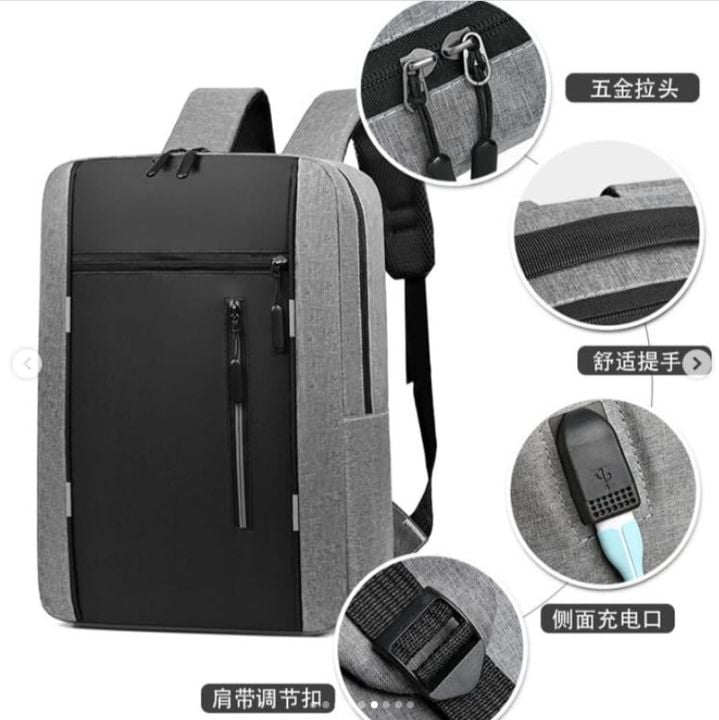 Picture of Cross-border new three-piece backpack USB rechargeable business computer bag men's multi-functional student large capacity school bag - Grey