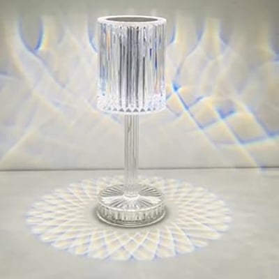 Picture of RGB Led Rechargeable Acrylic Crystal Diamond Table Lamp with 16 Colors Remote and Touch for Bedroom Living Room - Multicolor