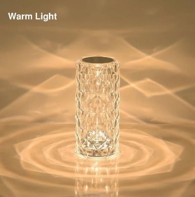 Picture of Usb Rechargeable RGB 16 Color Crystal Rose Diamond Table Lamp Acrylic Table Lamp for Living Room Bedroom with Remote - Multicolor
