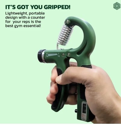 Picture of Boldfit Adjustable Hand Grip Strengthener, Hand Gripper With Counter for Men & Women for Gym Workout Hand Exercise Equipment for Forearm Exercise, Finger Exercise Power Gripper - Army Green - 60kg - Multicolor