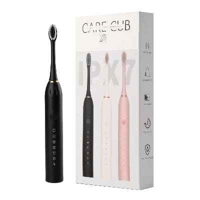 Picture of X-3 Sonic Electric Toothbrush, IPX7 Waterproof, Powerful Rechargeable with Replaceable Heads, 6 Cleaning Modes, Advanced Gum Care & Plaque Removal - Black, kid, Youth, Adults, 1 Count - Multicolor