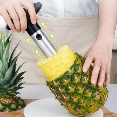 Picture of Stainless Steel Pineapple Peeler Easy to use Pineapple Slicers Cutting Accessories Fruit Cutter Corer Slicer Home Kitchen Tools - Multicolor