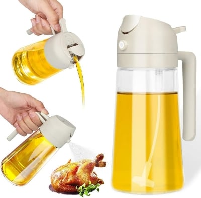 Picture of 2 in 1 Kitchen Oil Spray Glass Oil Sprayer Bottle Multifunction Bottle Cooking BBQ Oil Dispensers - Multicolor