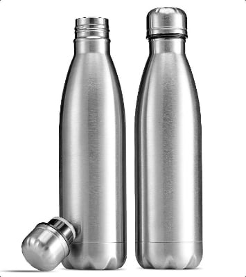 Picture of Stainless Steel Vacuum Insulated Flask (Double Wall Water Bottle) Hot & Cold, Silver, 500 mL - Silver