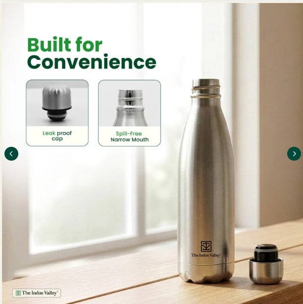 Picture of Stainless Steel Vacuum Insulated Flask (Double Wall Water Bottle) Hot & Cold, Silver, 500 mL - Silver