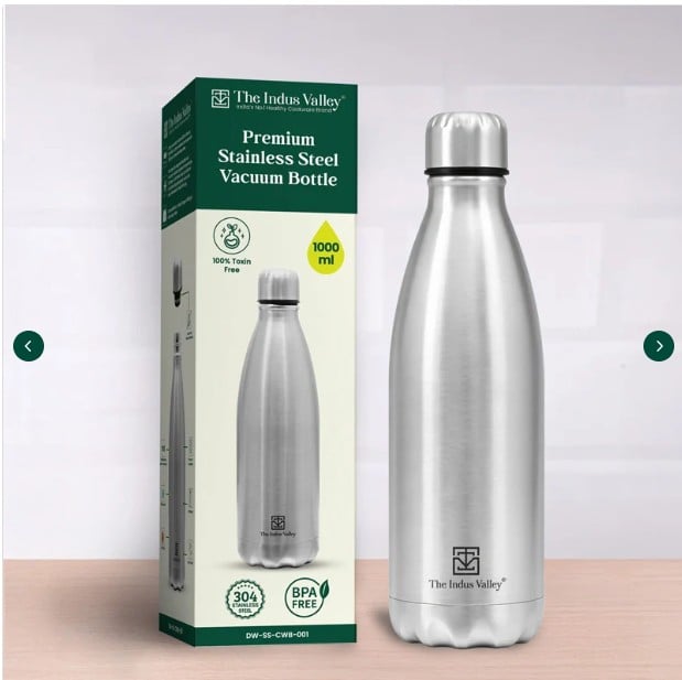 Picture of Stainless Steel Vacuum Insulated Flask (Double Wall Water Bottle) Hot & Cold, Silver, 500 mL - Silver