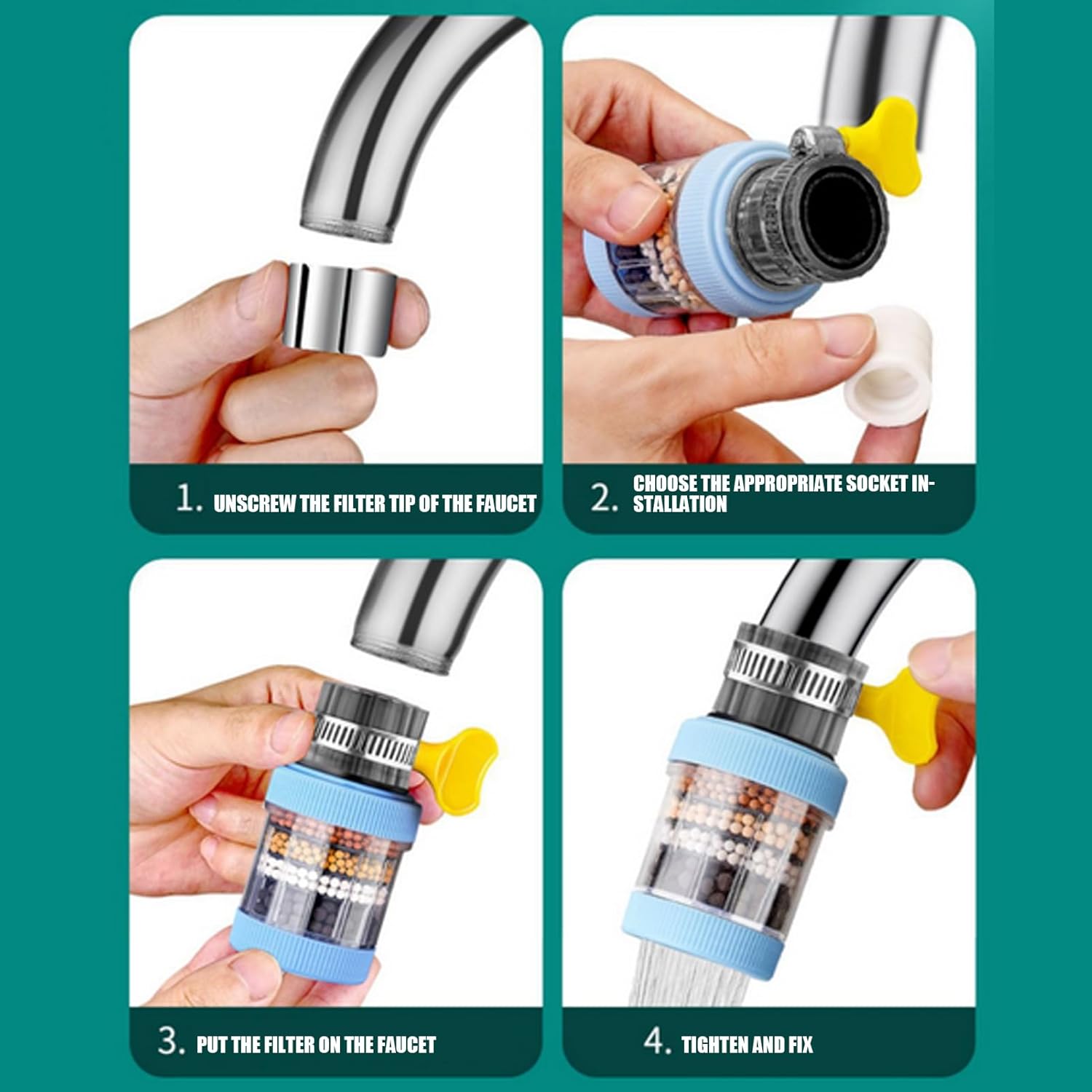 Picture of Kitchen Water Faucet Filter 6 Layers Nozzle Filter 360 Degree Rotation Faucet Purifier Water Tap Nozzle Filter2026 - Multicolor