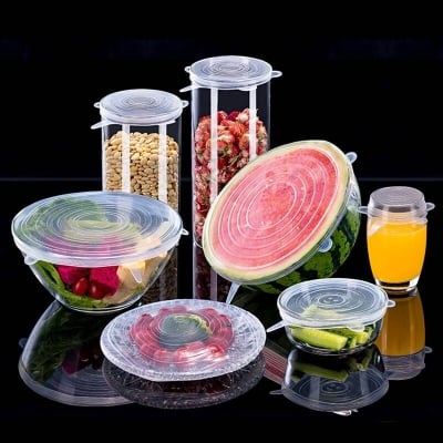 Picture of Silicon Food Cover Set of 6pcs Kitchen Silicone Stretch Cover Seal Lid Preservation Vacuum Food Storage Wrap Bowl Pot Cover - Multicolor