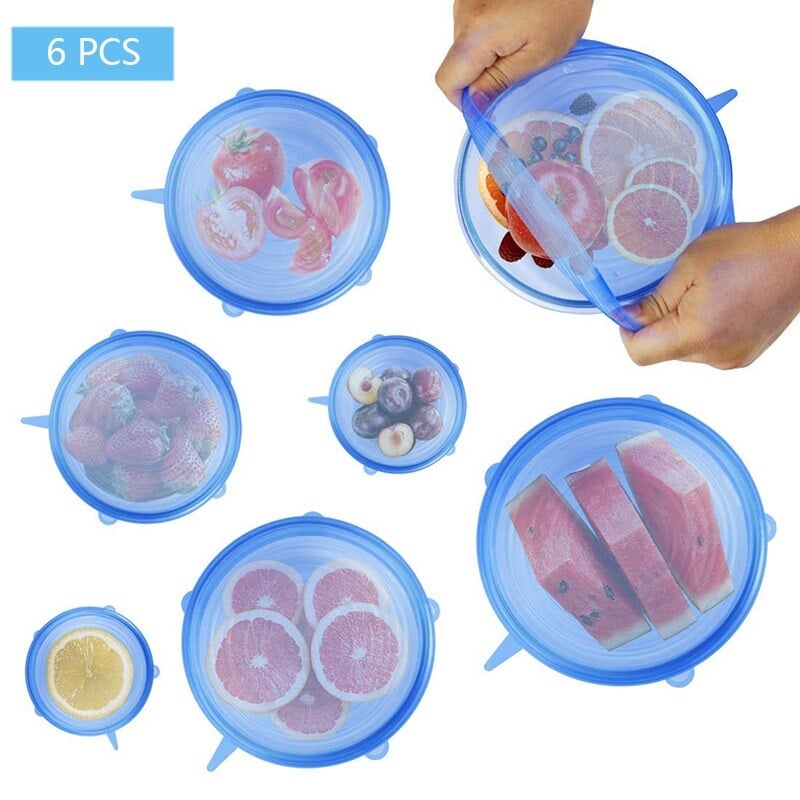 Picture of Silicon Food Cover Set of 6pcs Kitchen Silicone Stretch Cover Seal Lid Preservation Vacuum Food Storage Wrap Bowl Pot Cover - Multicolor