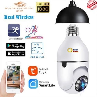 Picture of PTZ V380 Full HD 3MP 1920P WIFI IP Camera E27 Bulb Camera 360 Degree Wireless Home Color Night Vision Two Way Audio Smart Motion Detection - ips - White