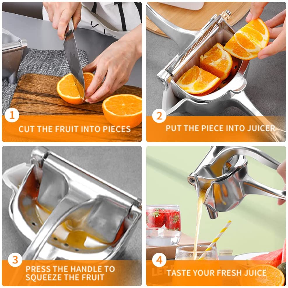 Picture of Fruit Press Manual Juicer Hand Juice Press Squeezer Fruit Juicer Extractor - Silver