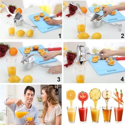Picture of Fruit Press Manual Juicer Hand Juice Press Squeezer Fruit Juicer Extractor - Silver