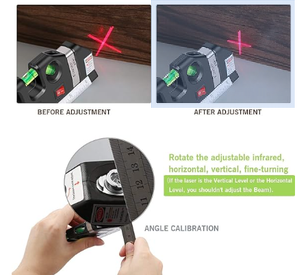 Picture of Esogoal Multipurpose Laser Level Measure Line 8Ft+ Measurement Tape Ruler - Black - Int: One size