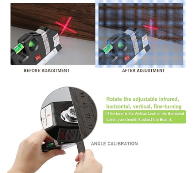 Picture of Esogoal Multipurpose Laser Level Measure Line 8Ft+ Measurement Tape Ruler - Black - Int: One size