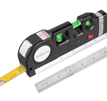 Picture of Esogoal Multipurpose Laser Level Measure Line 8Ft+ Measurement Tape Ruler - Black - Int: One size