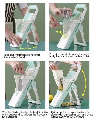 Picture of Adjustable Vegetable Food Chopper Potato Fries Cutter, Detachable Blade, Kitchen Chopping Artifact - Multicolor - Int: One size