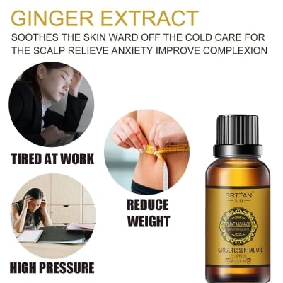 Picture of SRTTAN Belly Drainage Ginger Oil Weight Loss - Herbal Slimming Massage Oil, Natural Drainage Ginger Oil Essential Anti-cellulite Massage Oil,  ( 3PCS ) - Olive - Int: One size