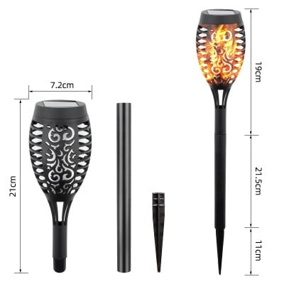 Picture of New Solar Power Garden Light Flickering Flame Waterproof Yard Lamp-1 Pcs - Black - Int: One size