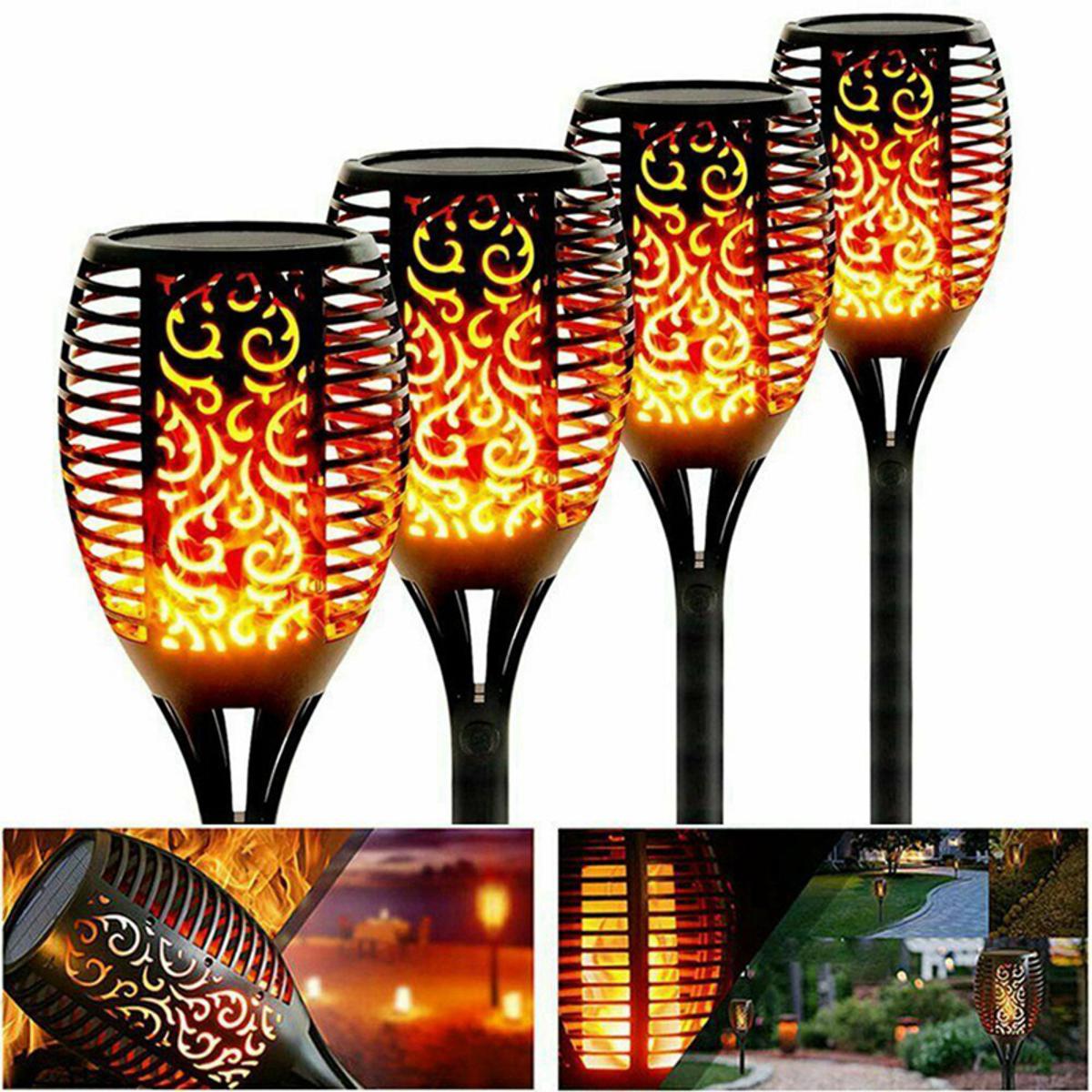Picture of New Solar Power Garden Light Flickering Flame Waterproof Yard Lamp-1 Pcs - Black - Int: One size