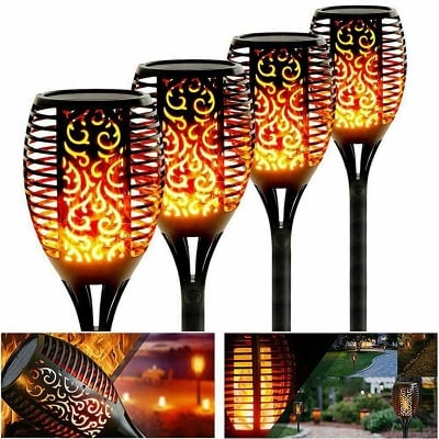 Picture of New Solar Power Garden Light Flickering Flame Waterproof Yard Lamp-1 Pcs - Black - Int: One size