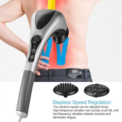 Picture of Smart Electric Full Body Massager Neck Back Leg Massage Machine Variable Speed Far Infrared Handheld Body Massager Hammer - Grey - Int: One size
