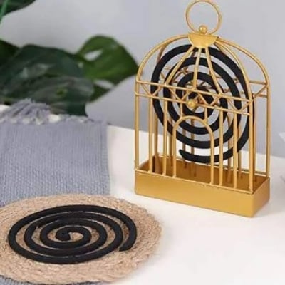 Picture of Smart New 2024-Iron Hollow Mosquito Coils Box,Mosquito Coil Rack Plate with Cover and Handle for Home,Outdoor,Mosquito Coil Holder - Multicolor - Int: One size