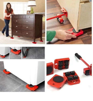 Picture of Heavy Duty Furniture Lifter Tool Furniture Mover Roller Lift Wheel Bar for Lifting Moving - Red - Int: One size