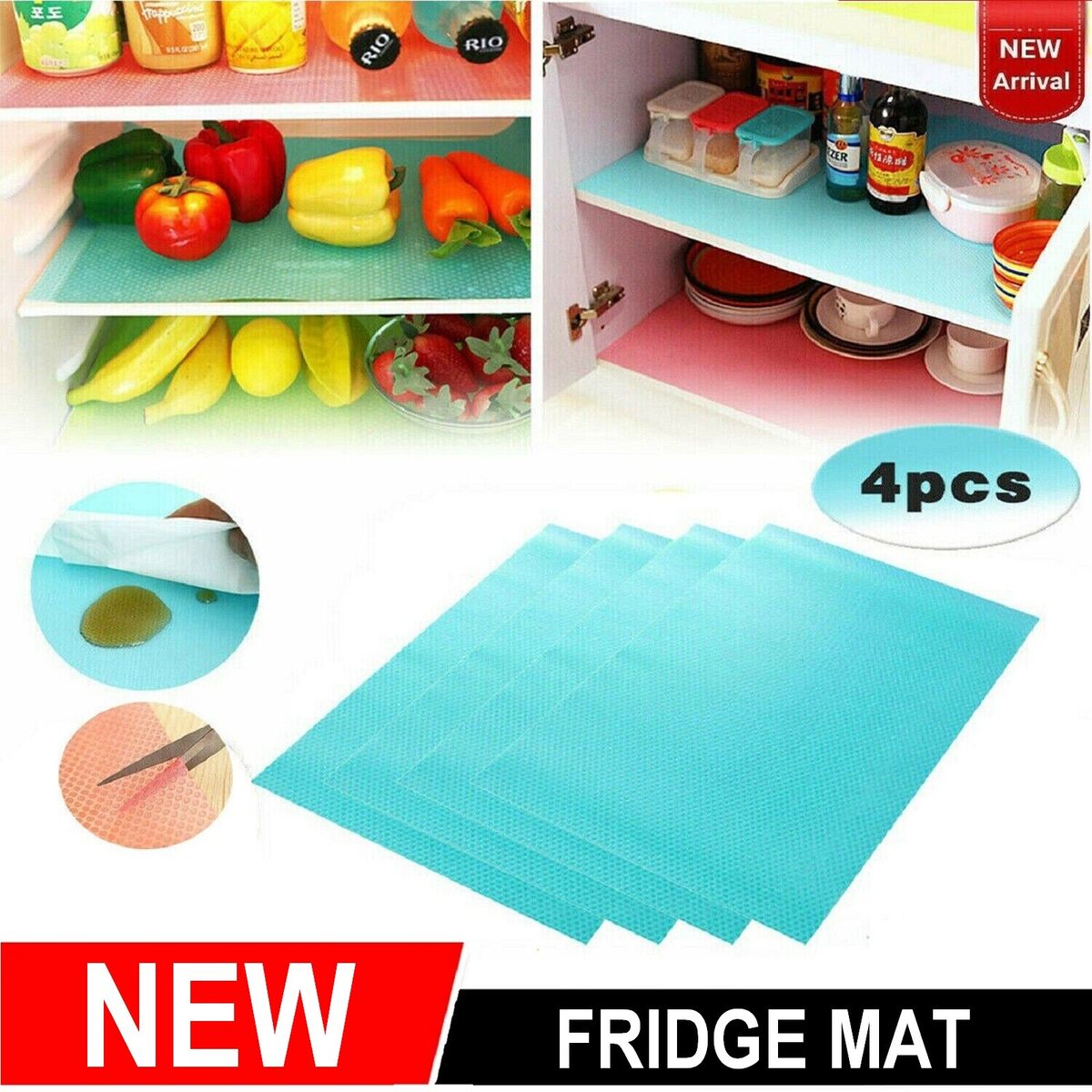 Picture of 4PCS/Set Refrigerator Pad Moisture Silicone Pad Refrigerator Mats Fridge Waterproof - Int: One size