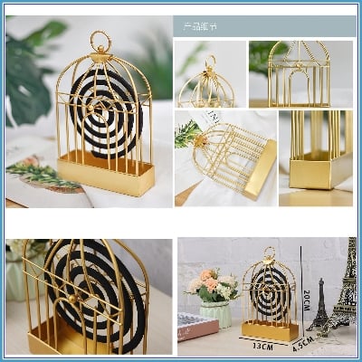 Picture of Mosquito Coil Holder,Iron Hollow Mosquito Coils Box,Mosquito Coil Rack Plate with Cover and Handle for Home,Outdoor - Black - Int: One size