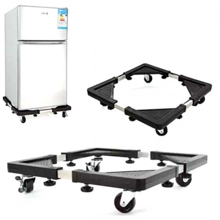 Picture of Adjustable Movable Refrigerator Floor Trolley Fridge Stand Washing Machine Base Holder Bracket Stand - Black - Int: One size
