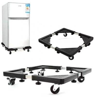 Picture of Adjustable Movable Refrigerator Floor Trolley Fridge Stand Washing Machine Base Holder Bracket Stand - Black - Int: One size