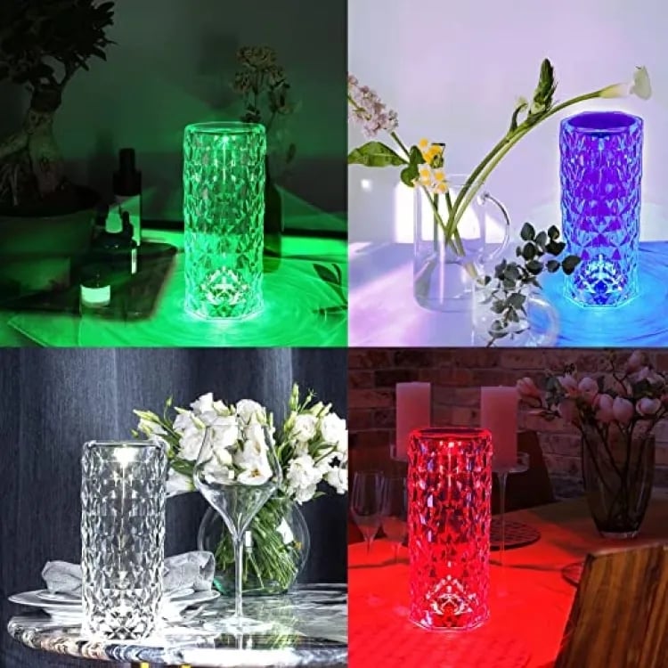 Picture of Rose Diamond Table Lamp RGB Atmosphere Light USB Charging Torch Lamp 16 Color - White - Int: One size