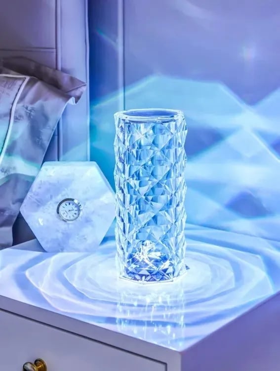 Picture of Rose Diamond Table Lamp RGB Atmosphere Light USB Charging Torch Lamp 16 Color - White - Int: One size