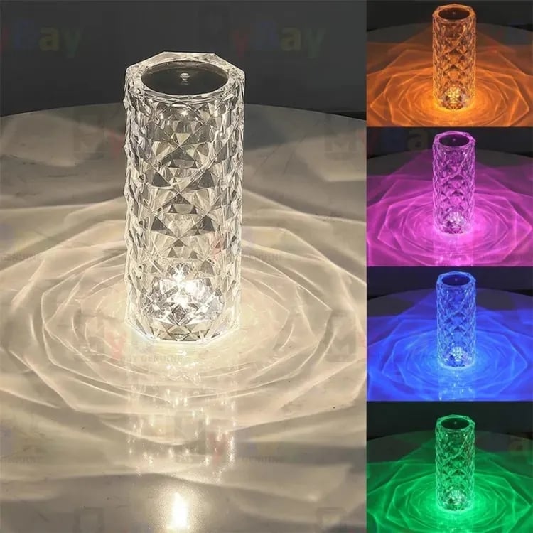 Picture of Rose Diamond Table Lamp RGB Atmosphere Light USB Charging Torch Lamp 16 Color - White - Int: One size