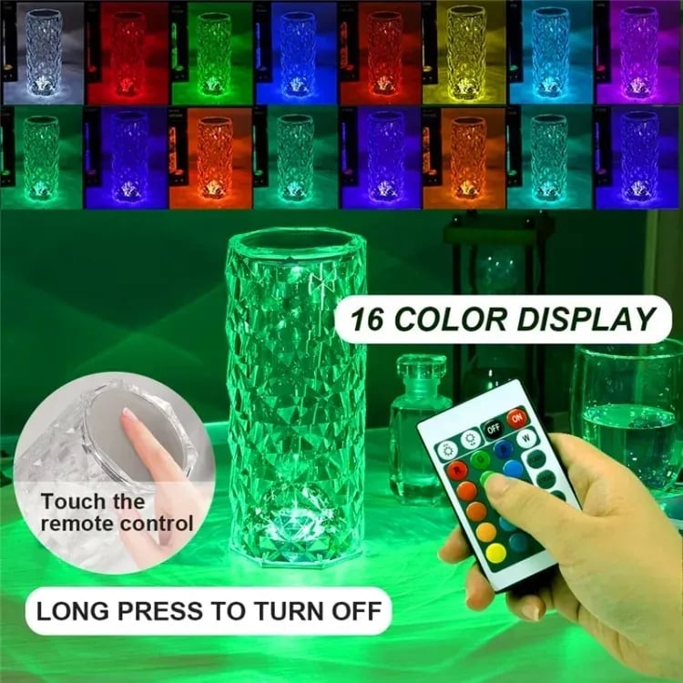Picture of Rose Diamond Table Lamp RGB Atmosphere Light USB Charging Torch Lamp 16 Color - White - Int: One size