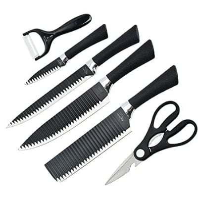 Picture of 6 PCSKNIFE set non-stick coating stainless steel - Great Value - Upscaled Quality - Black - Int: One size