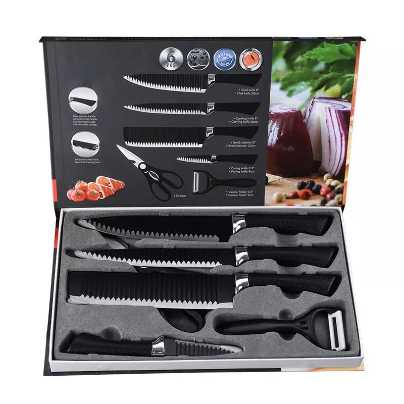 Picture of 6 PCSKNIFE set non-stick coating stainless steel - Great Value - Upscaled Quality - Black - Int: One size