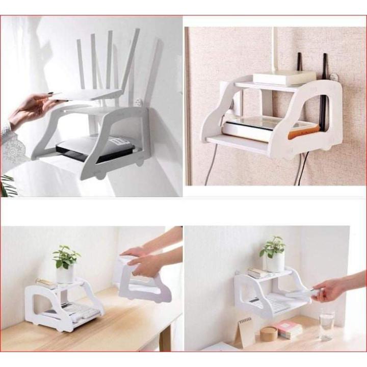 Picture of Wall Mount Wifi Router Storage Rack Storage Rack Set-top Box - White - Int: One size