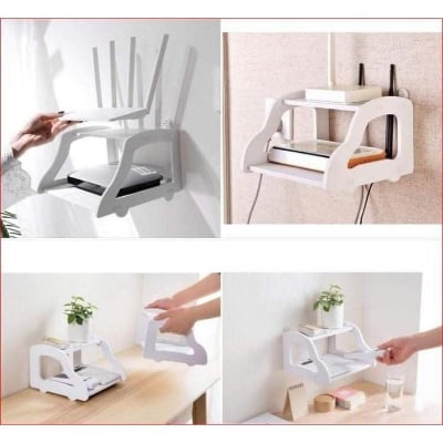 Picture of Wall Mount Wifi Router Storage Rack Storage Rack Set-top Box - White - Int: One size