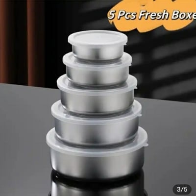 Picture of Protect fresh box, high quality stainless steel box body food grade plastic cover 5 pcs