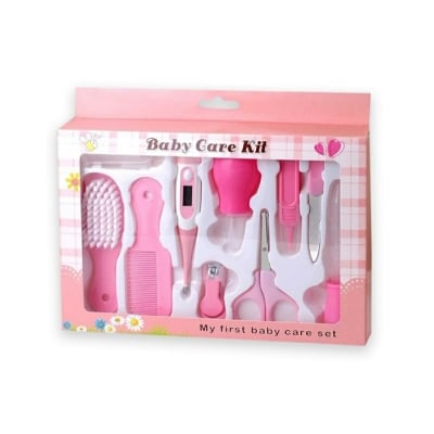 Picture of Baby Care Kit, 10 Pcs Convenient Healthcare Grooming Set Essential Daily Care Tool Nail Clipper Manicure Safety Scissors Nose Cleaner Hair Brush Comb Personal Care Kit for Toddler
