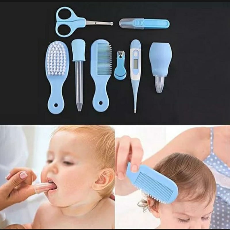 Picture of Baby Care Kit, 10 Pcs Convenient Healthcare Grooming Set Essential Daily Care Tool Nail Clipper Manicure Safety Scissors Nose Cleaner Hair Brush Comb Personal Care Kit for Toddler