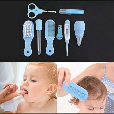 Picture of Baby Care Kit, 10 Pcs Convenient Healthcare Grooming Set Essential Daily Care Tool Nail Clipper Manicure Safety Scissors Nose Cleaner Hair Brush Comb Personal Care Kit for Toddler
