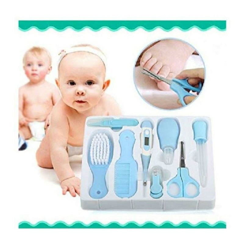 Picture of Baby Care Kit, 10 Pcs Convenient Healthcare Grooming Set Essential Daily Care Tool Nail Clipper Manicure Safety Scissors Nose Cleaner Hair Brush Comb Personal Care Kit for Toddler