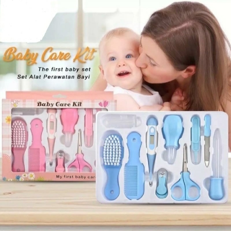 Picture of Baby Care Kit, 10 Pcs Convenient Healthcare Grooming Set Essential Daily Care Tool Nail Clipper Manicure Safety Scissors Nose Cleaner Hair Brush Comb Personal Care Kit for Toddler