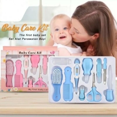 Picture of Baby Care Kit, 10 Pcs Convenient Healthcare Grooming Set Essential Daily Care Tool Nail Clipper Manicure Safety Scissors Nose Cleaner Hair Brush Comb Personal Care Kit for Toddler
