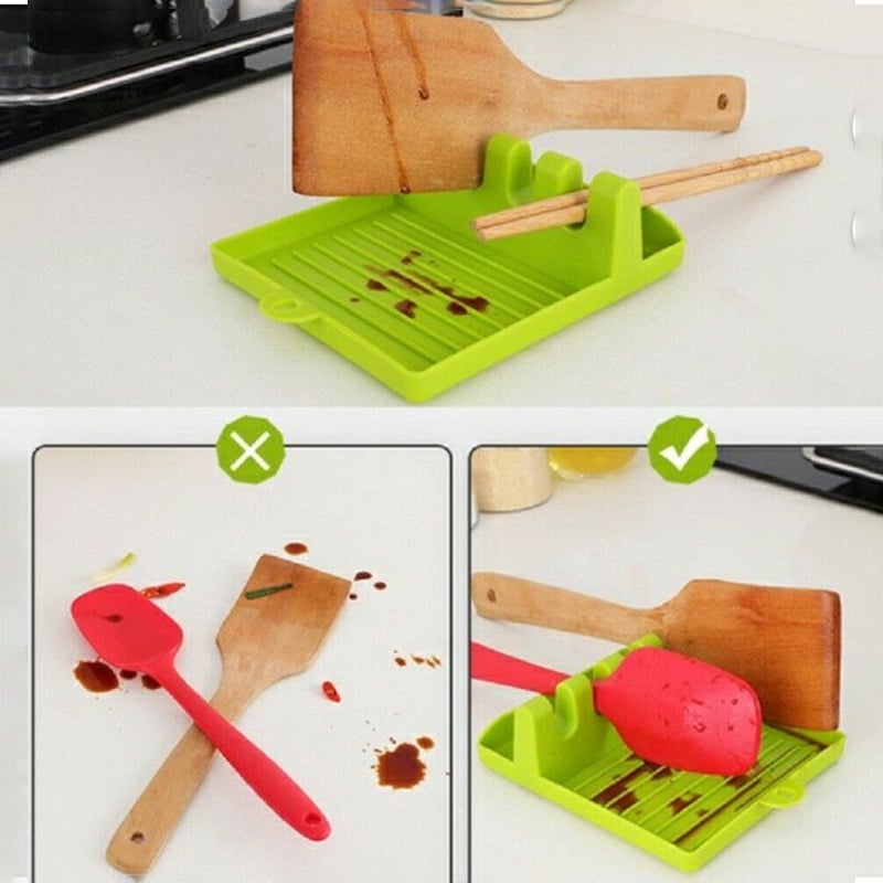Picture of Heat Resistant Plastic Spoon Rest Kitchen Organizer Spoon Holder Tableware Rack for Spoon Pot Lid Holder